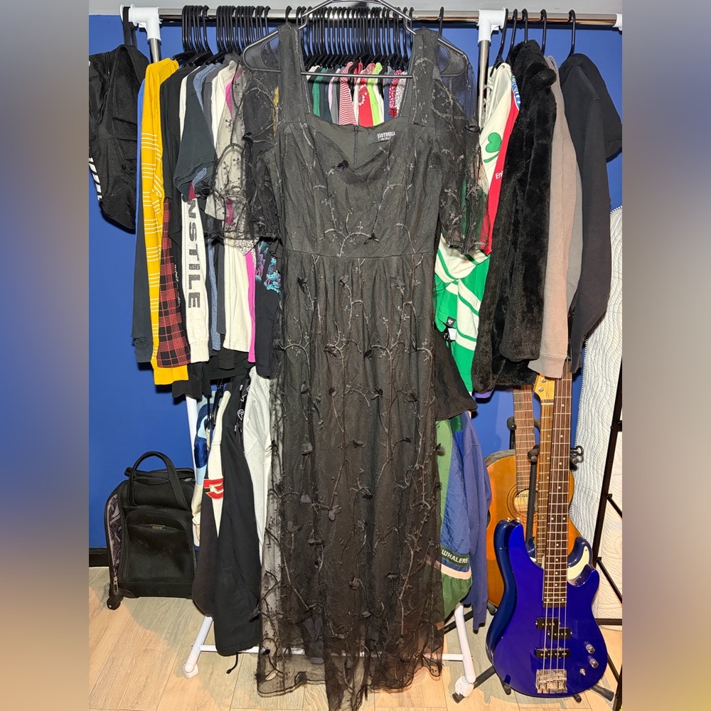 Disturbia Black Embroidered Maxi Dress